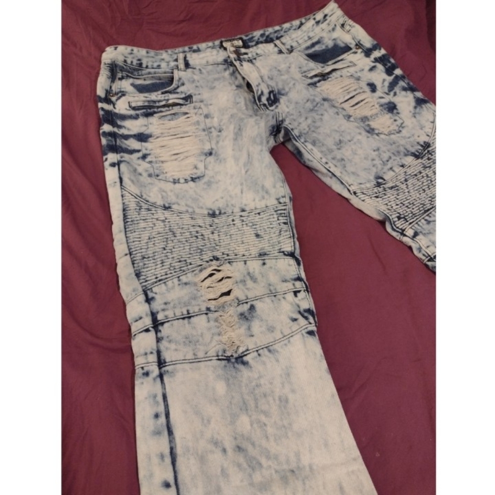 Gray Earth Men's Acid Washed Straight Leg Denim Jeans Sz. W42 - Picture 2 of 16